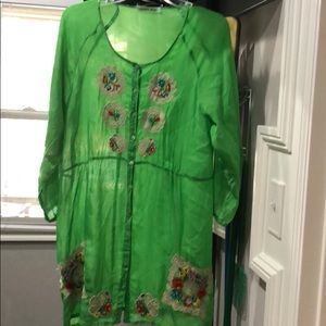 Green Boho Tunic in a beautiful green color